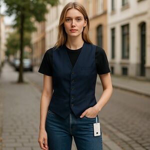 Cartier Uniform Womens Vest Dark Navy Size 40 100% Wool New With Tags